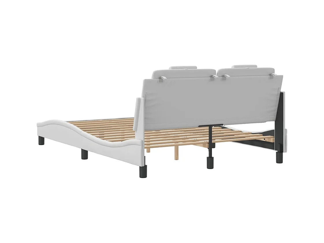 Estrutura cama c/ cabeceira couro artificial 140x190 cm branco
