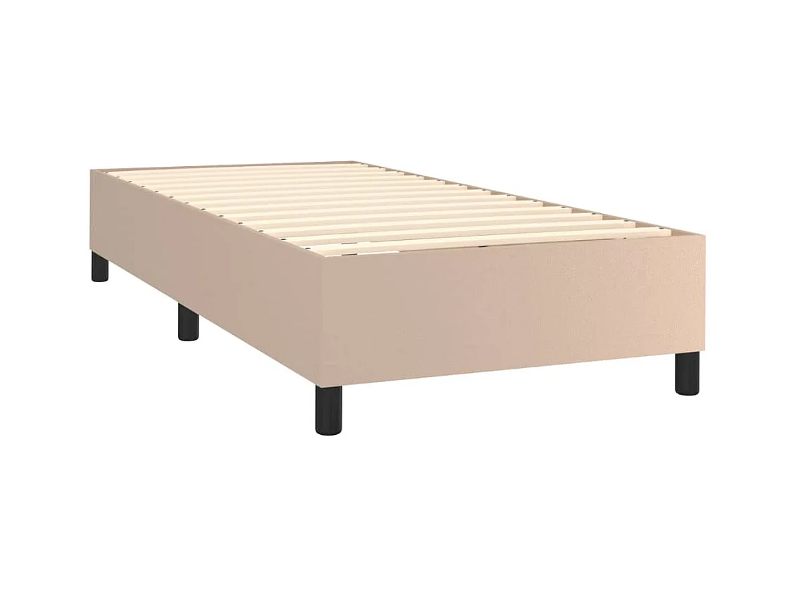Cama box spring con colchón cuero sintético capuchino 90x190 cm
