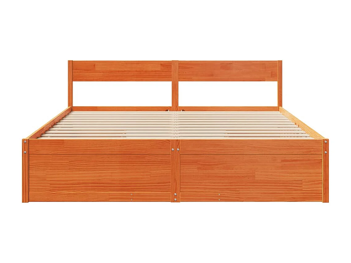 Estructura cama con cajones madera pino marrón cera 200x200 cm