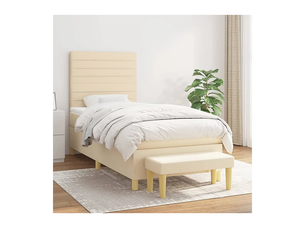 Cama com molas/colchão 90x190 cm tecido cor creme