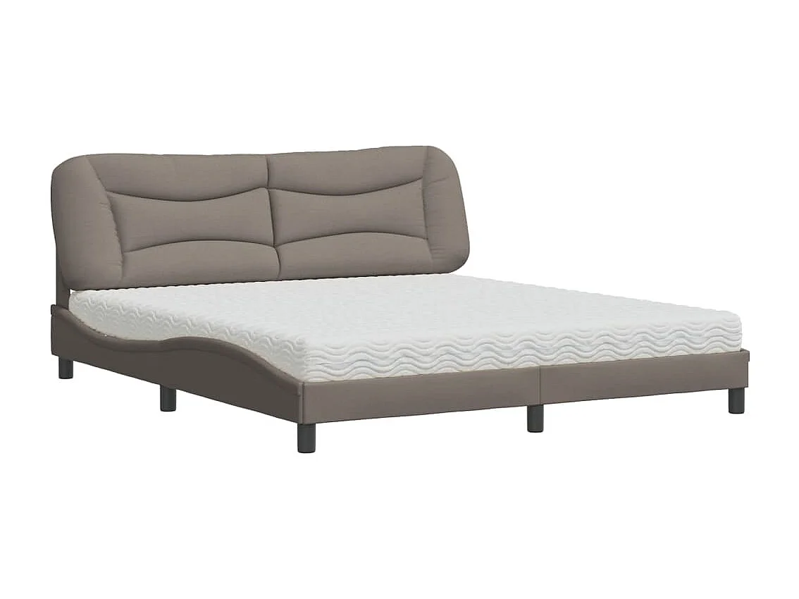 Lit avec matelas taupe 180x200 cm tissu