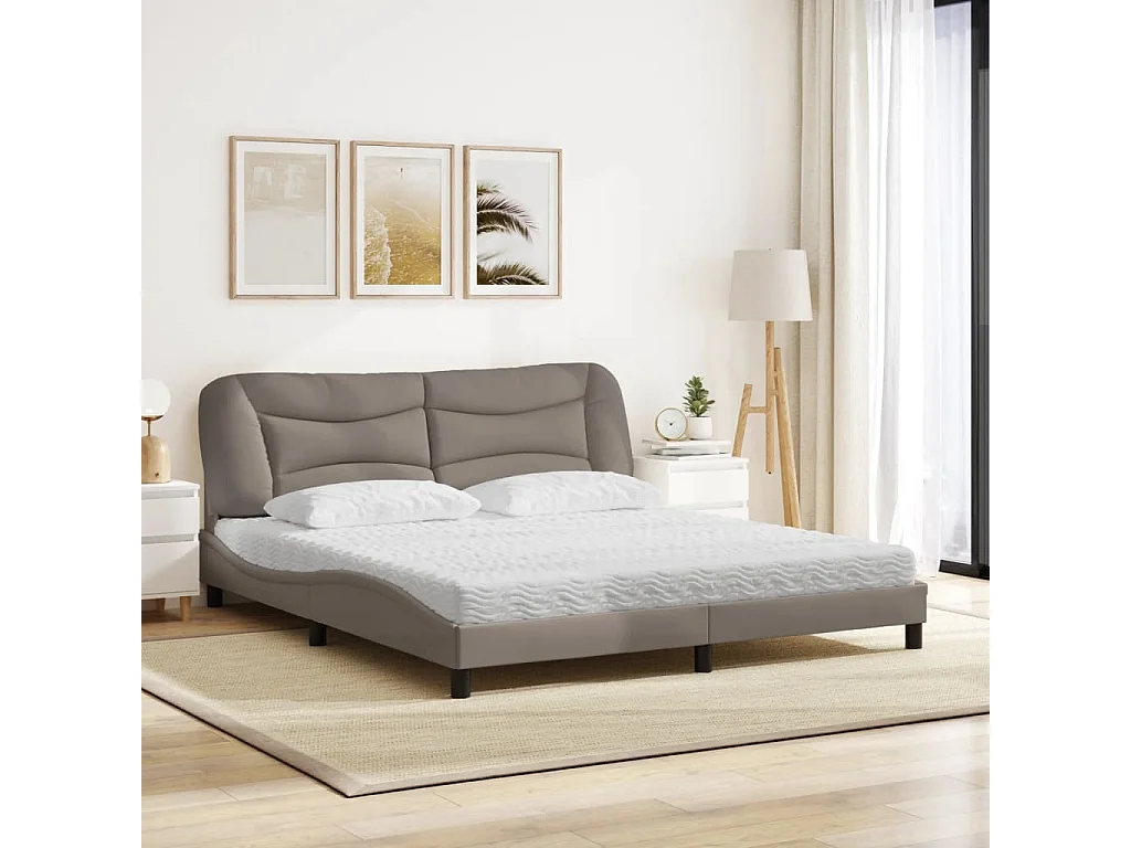 Lit avec matelas taupe 180x200 cm tissu