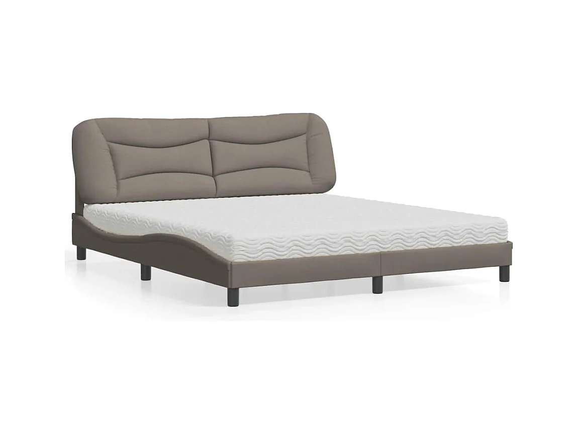 Cama con colchón de tela gris taupe 180x200 cm
