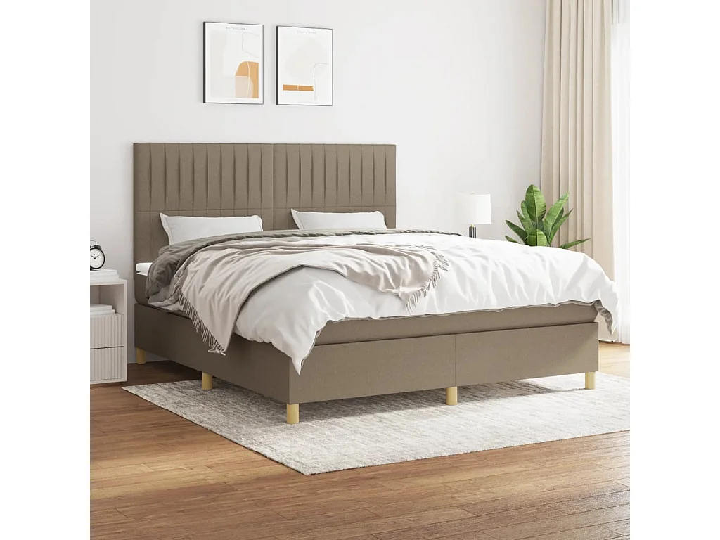 Lit à sommier tapissier avec matelas Taupe 180x200 cm Tissu