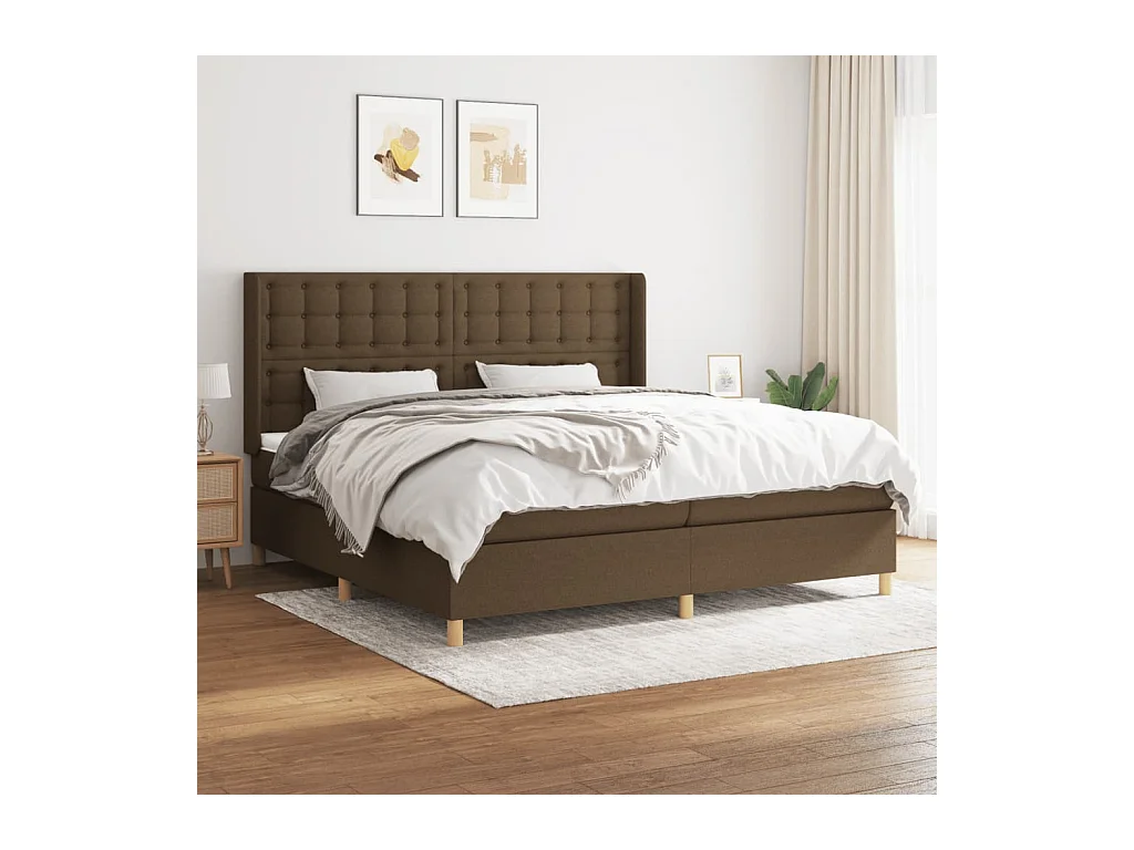 Boxspring met matras stof donkerbruin 200x200 cm