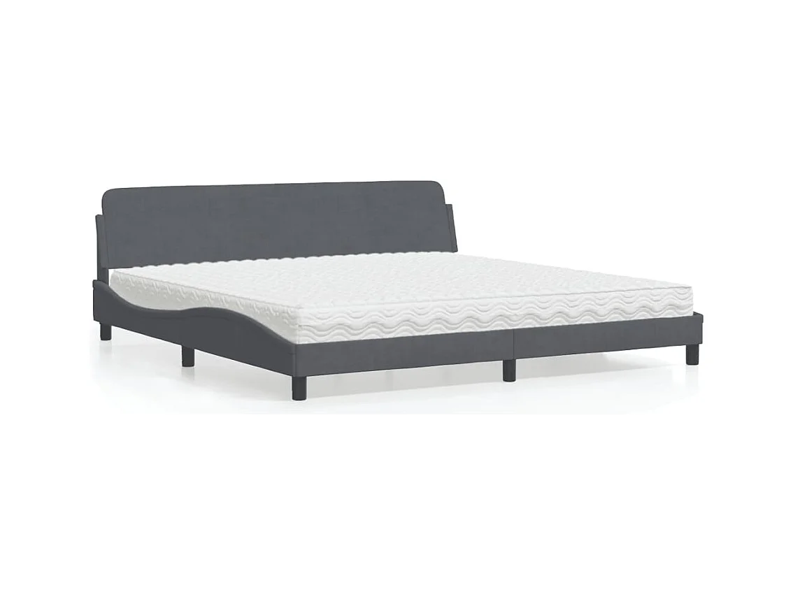 Bed met matras "Dover" fluweel donkergrijs 200x200 cm