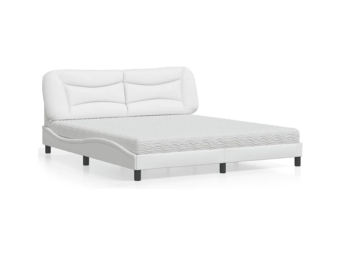 Lit avec matelas blanc 180x200 cm similicuir