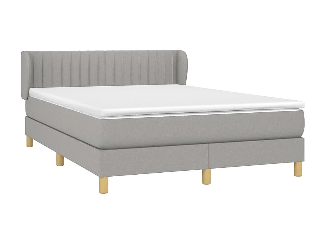 Cama box spring con colchón tela gris claro 140x190 cm