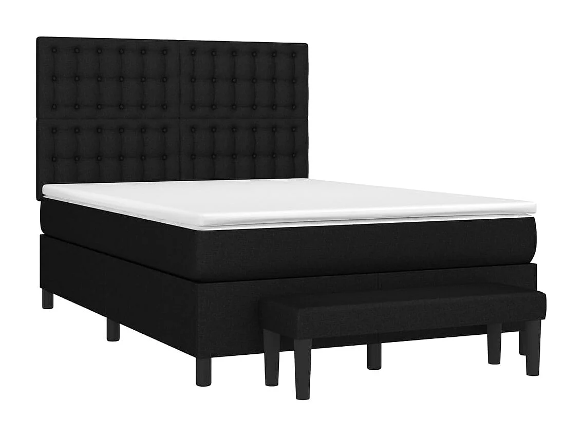 Cama box spring con colchón tela negro 140x190 cm