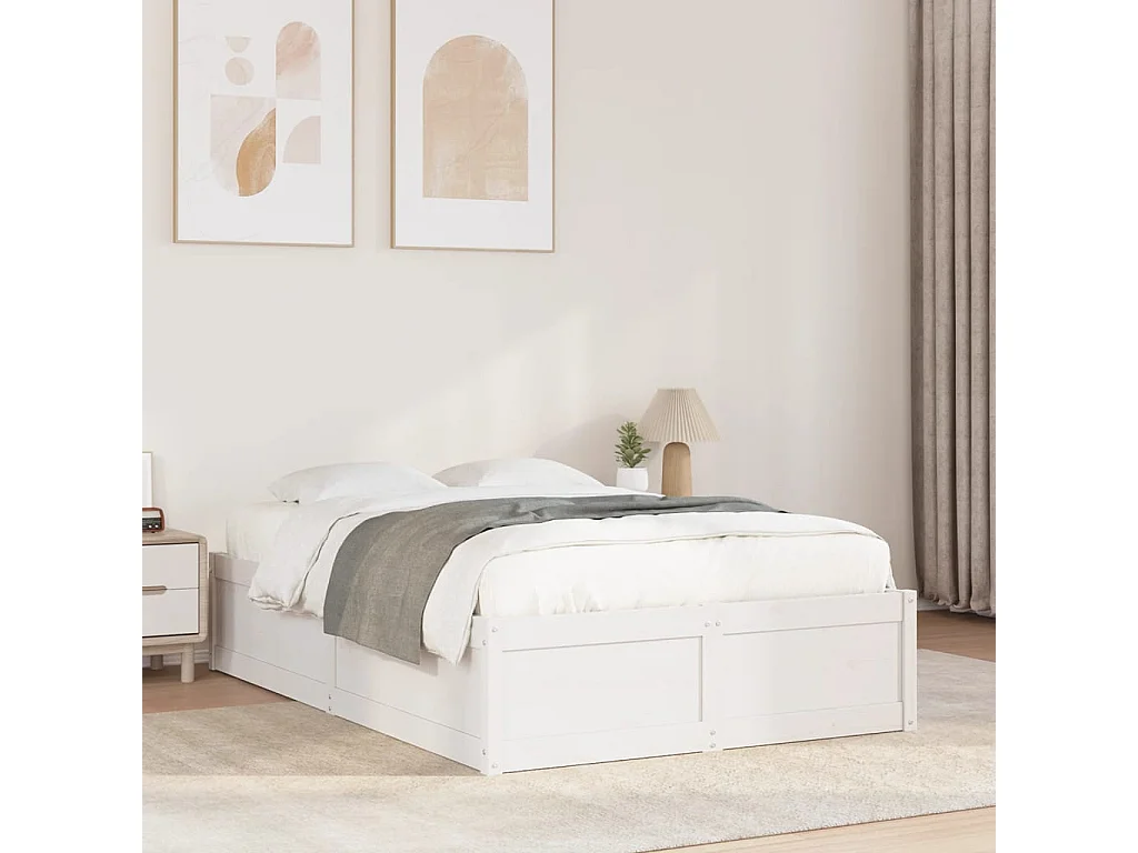 Estrutura de cama 120x190 cm pinho maciço branco