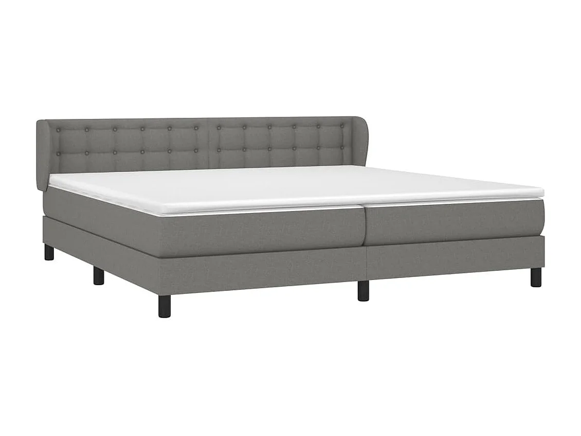 Cama box spring con colchón tela gris oscuro 200x200 cm