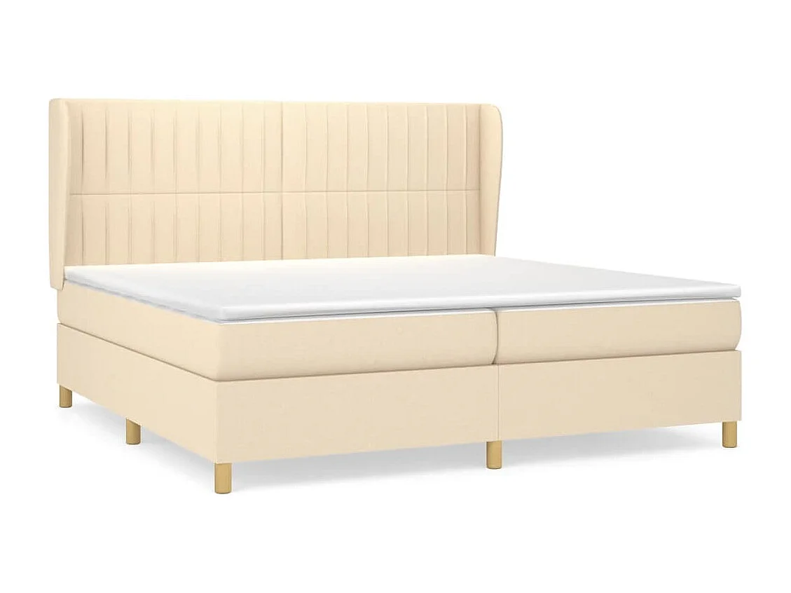 Lit à sommier tapissier avec matelas Crème 200x200 cm Tissu
