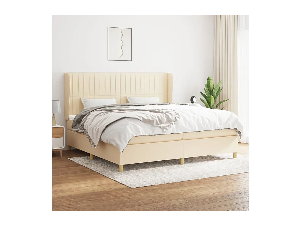Boxspring met matras stof crèmekleurig 200x200 cm