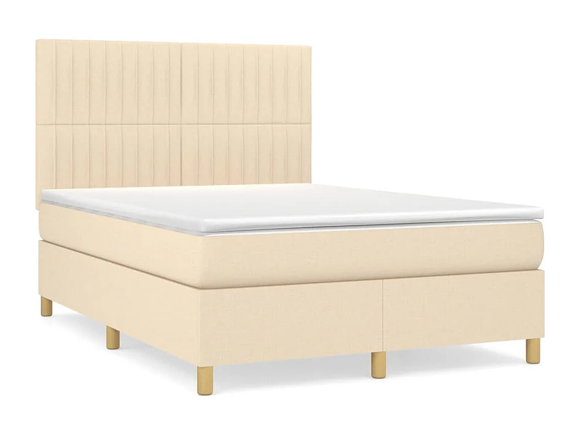Lit à sommier tapissier avec matelas Crème 140x190 cm Tissu
