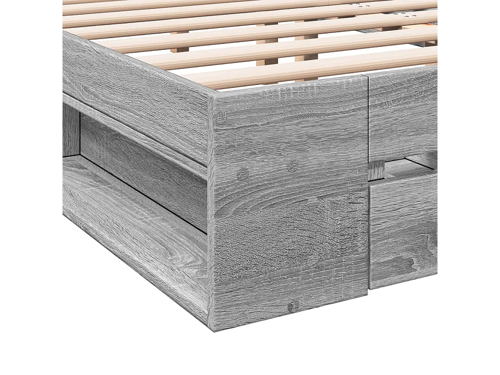 Estrutura de cama c/ gavetas derivados madeira cinza sonoma