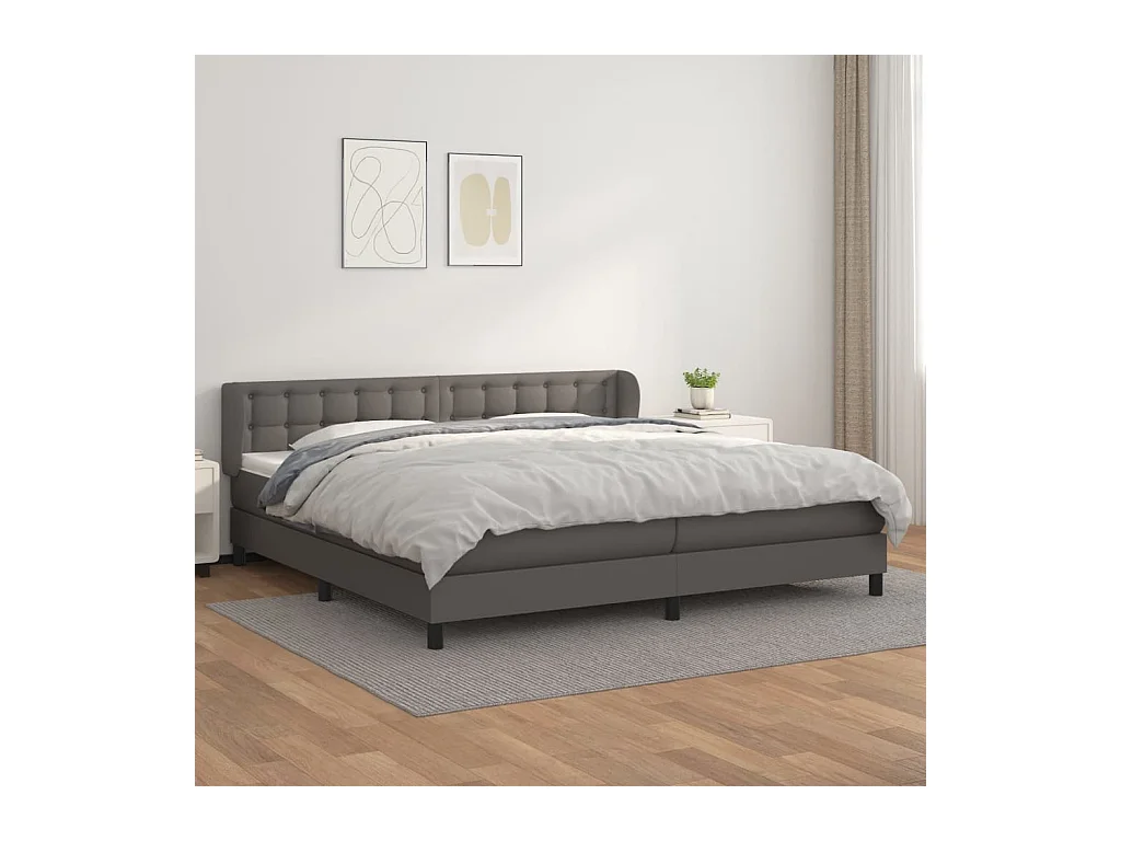 Lit à sommier tapissier avec matelas Gris 200x200 cm Similicuir