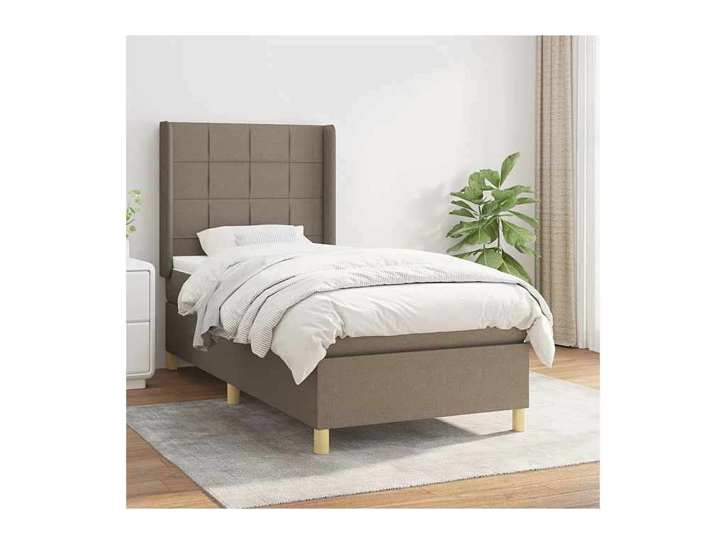 Boxspring met matras stof taupe 90x200 cm
