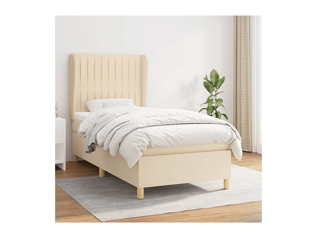 Boxspring met matras stof crèmekleurig 80x200 cm
