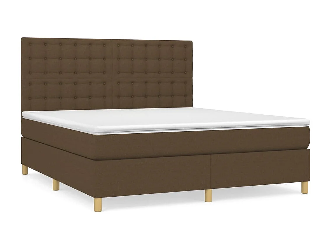 Cama box spring con colchón tela marrón oscuro 160x200 cm