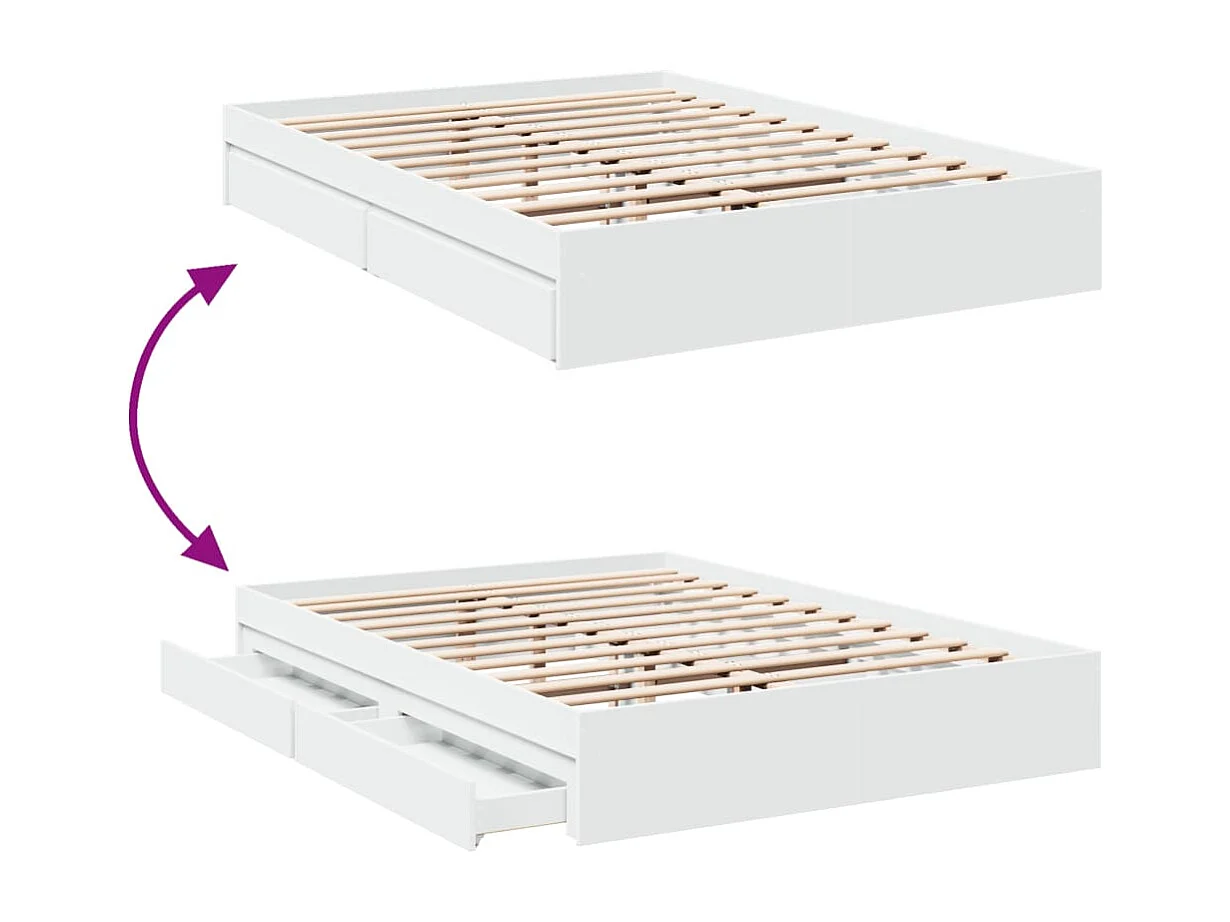 Estructura cama con cajones madera ingeniería blanca 150x200 cm