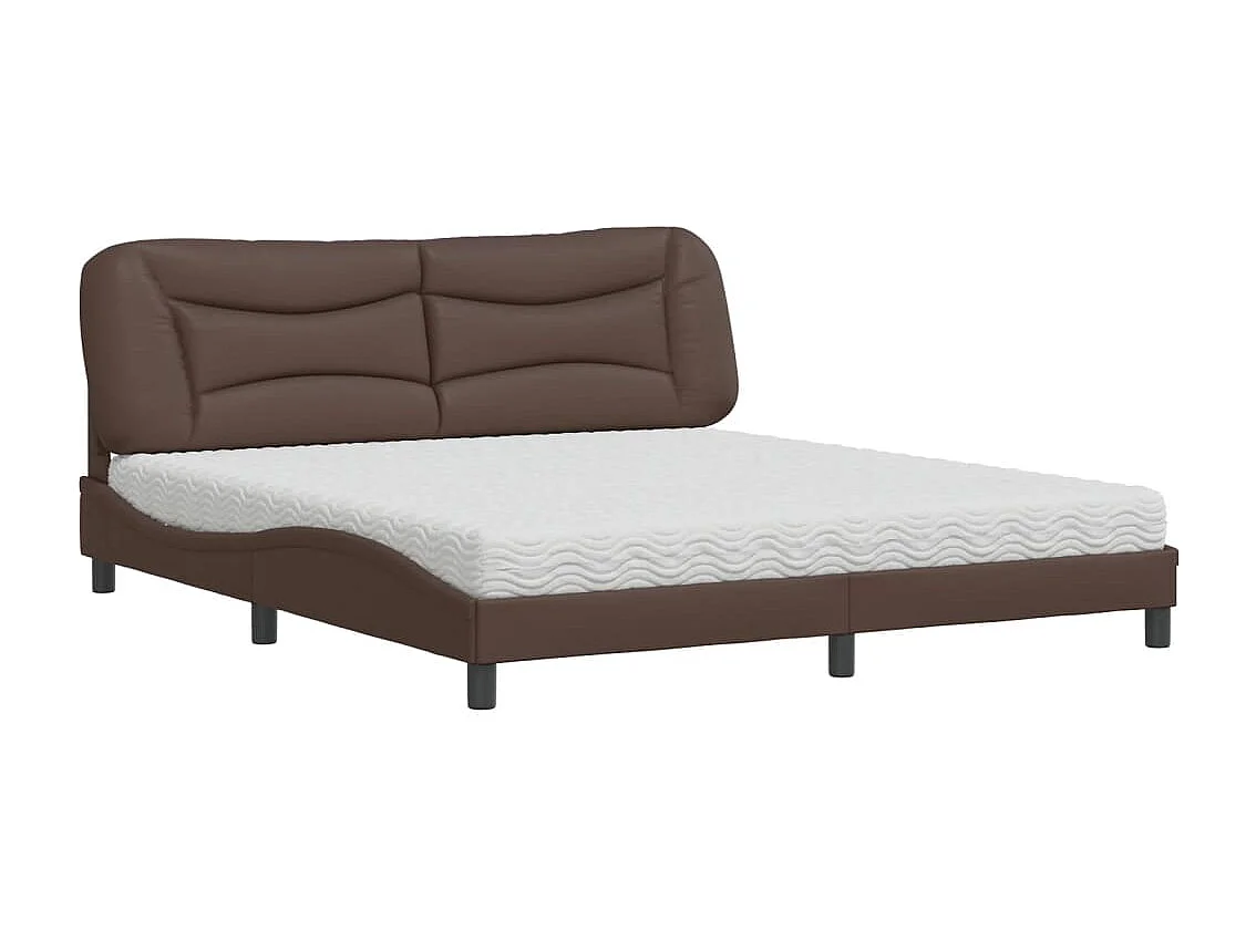 Cama com colchão 180x200 cm couro artificial castanho
