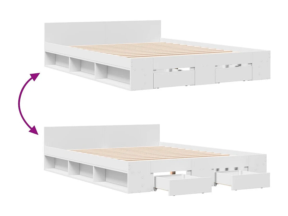 Estrutura de cama c/ gavetas 120x200cm derivados madeira branco