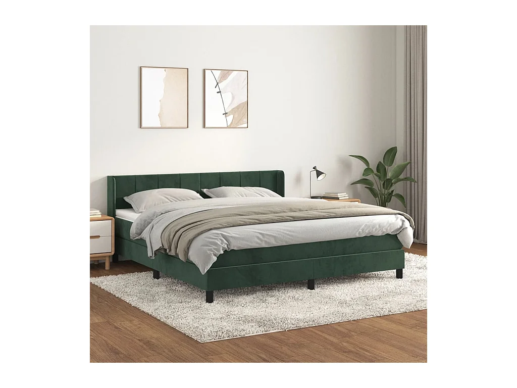 Boxspring met matras fluweel donkergroen 180x200 cm