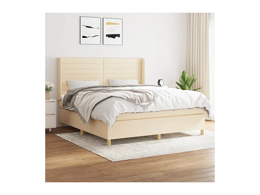 Boxspring met matras stof crèmekleurig 180x200 cm