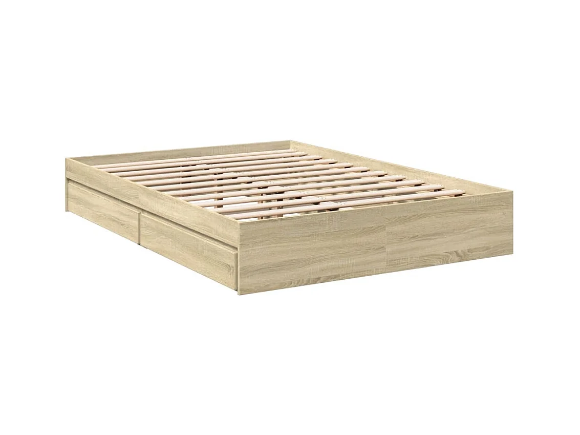 Cadre de lit et tiroirs chêne sonoma 120x190 cm bois ingénierie