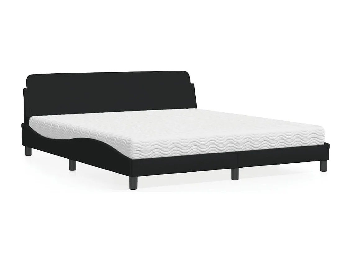 Lit avec matelas noir 180x200 cm tissu
