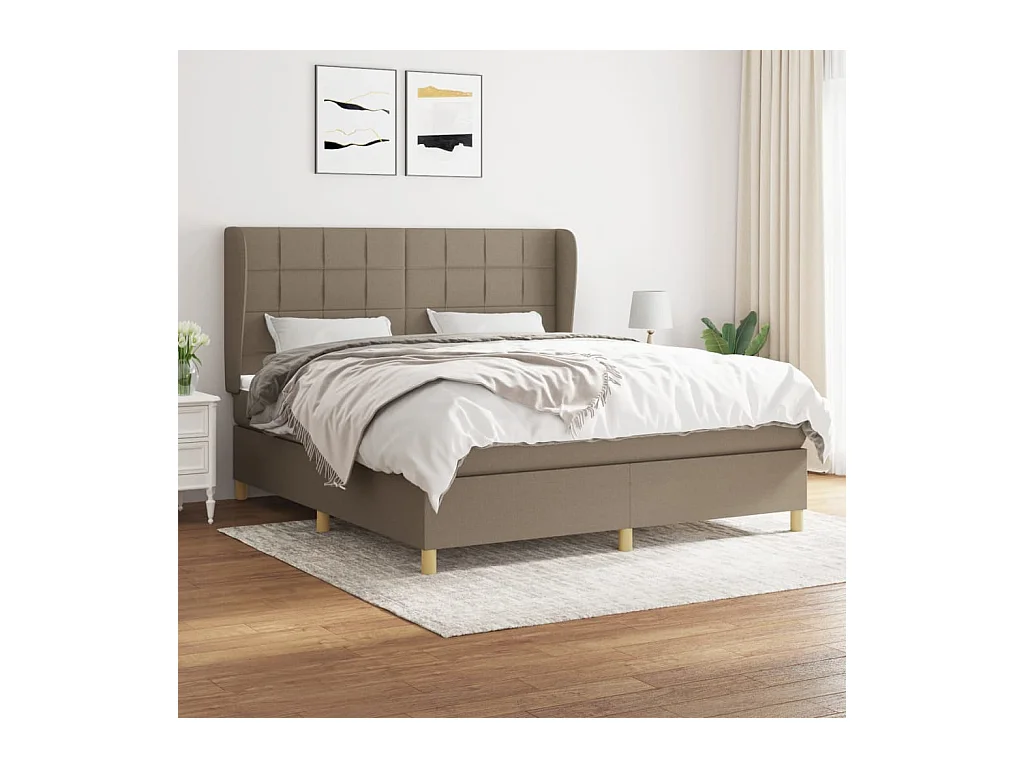Lit à sommier tapissier avec matelas Taupe 160x200 cm Tissu