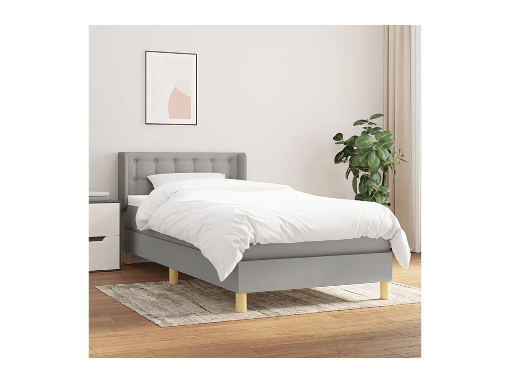Cama com molas/colchão 100x200 cm tecido cinzento-claro