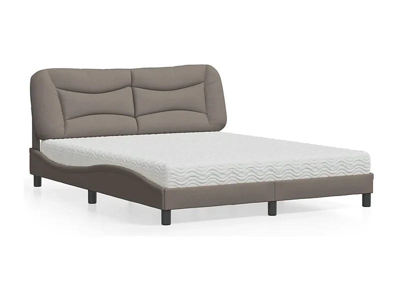 Cama con colchón de tela gris taupe 160x200 cm