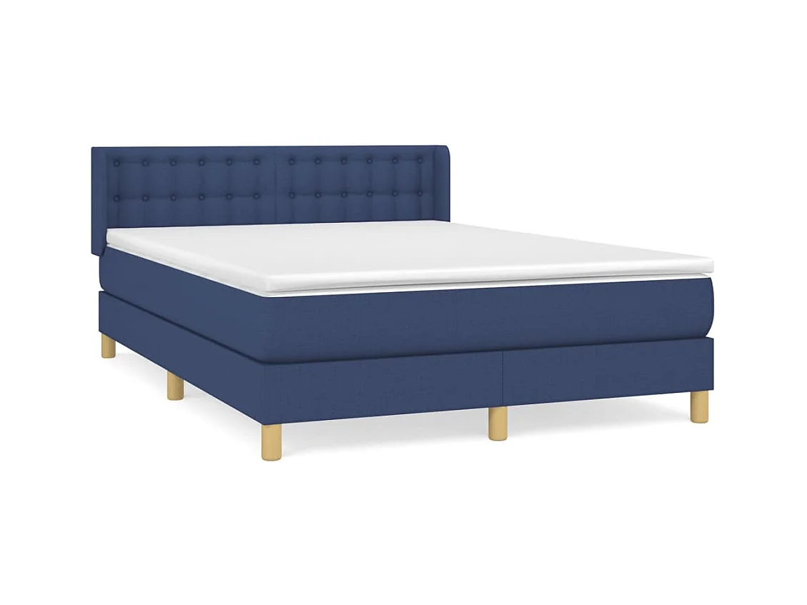 Boxspring met matras stof blauw 140x200 cm