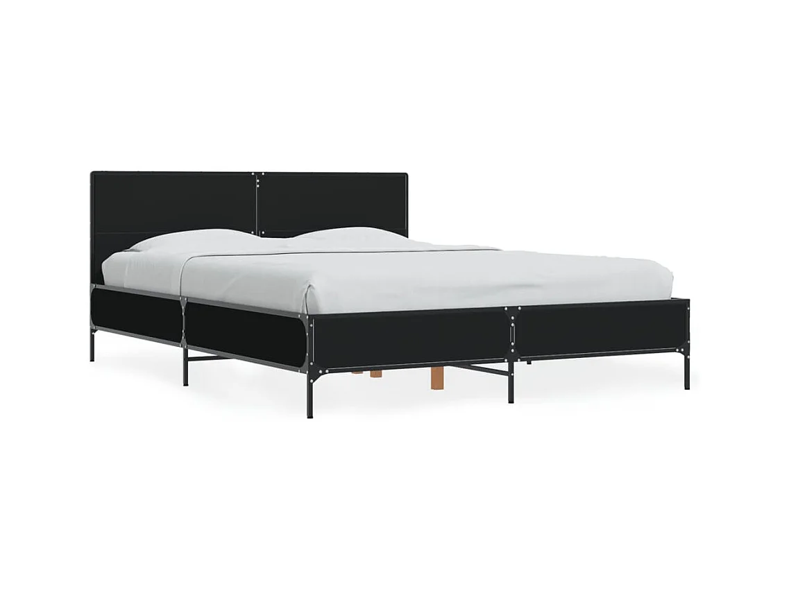 Bedframe bewerkt hout metaal zwart 120x190 cm