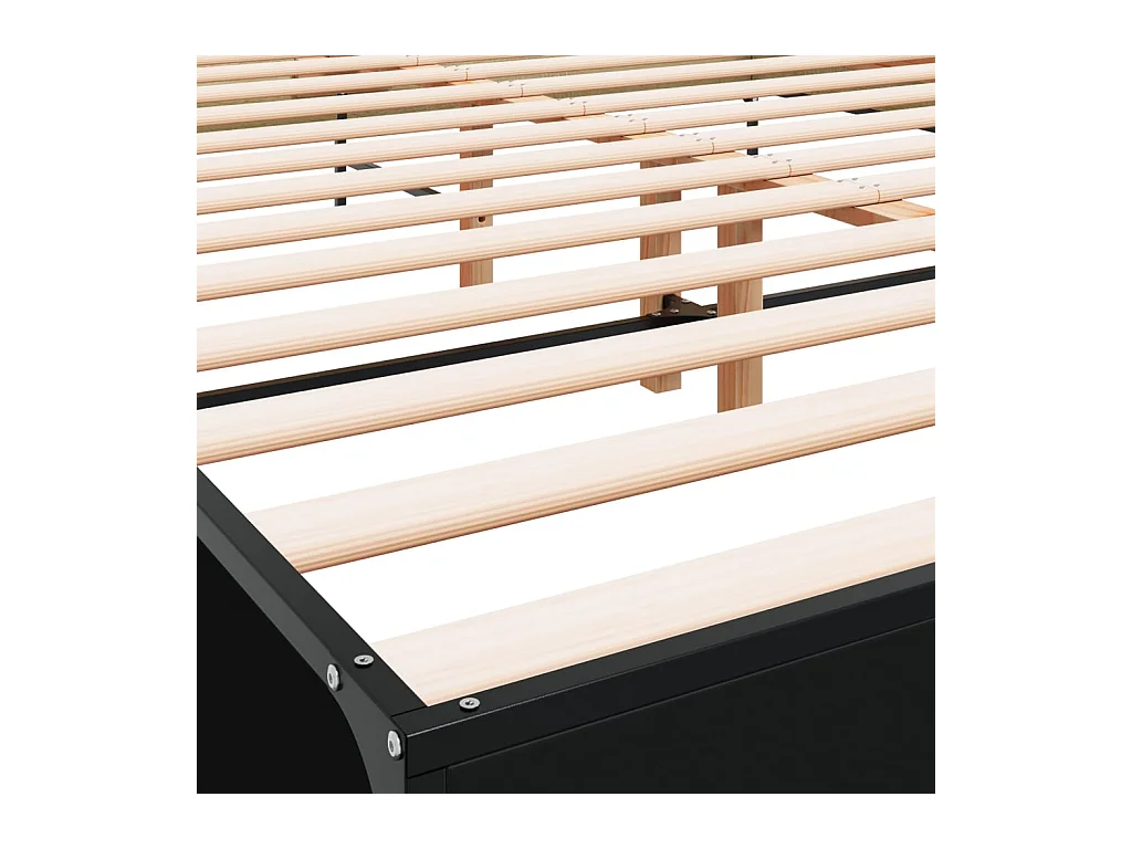 Estructura de cama madera de ingeniería y metal negro 120x190cm