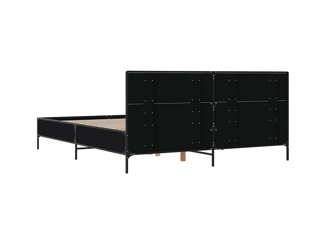 Estructura de cama madera de ingeniería y metal negro 120x190cm