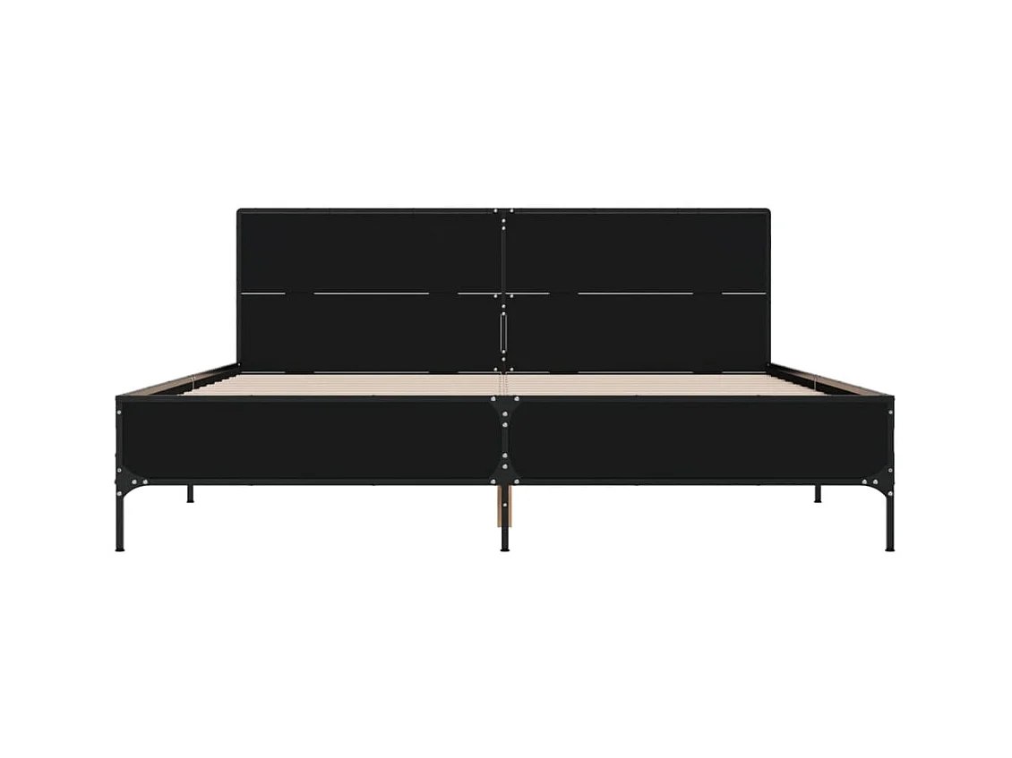 Estructura de cama madera de ingeniería y metal negro 120x190cm