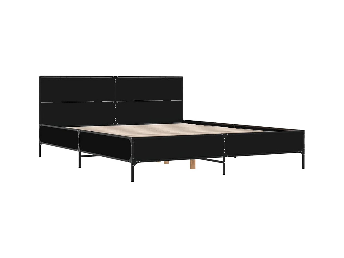 Estructura de cama madera de ingeniería y metal negro 120x190cm