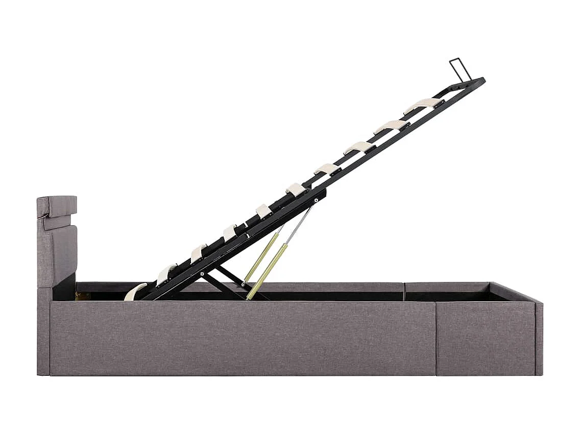Cadre de lit à stockage hydraulique et LED Taupe 100x200 cm