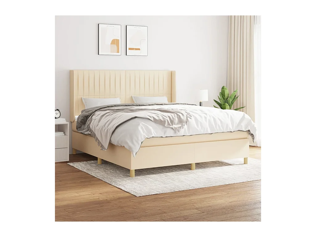 Boxspring met matras stof crèmekleurig 180x200 cm