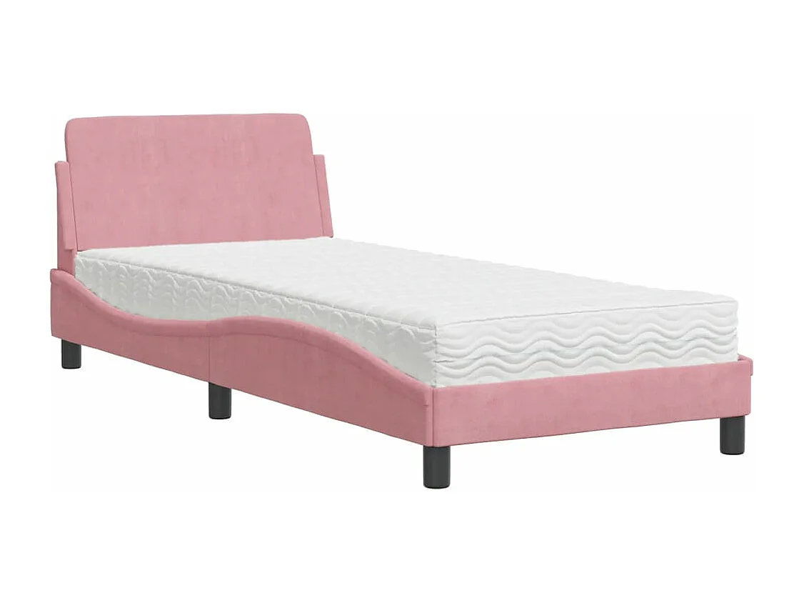 Lit avec matelas rose 90x200 cm velours