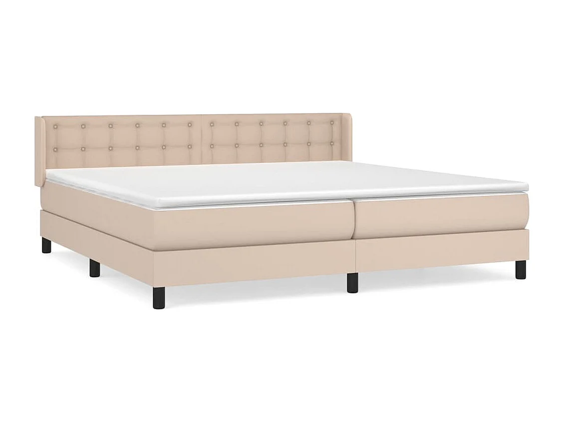 Cama box spring con colchón cuero sintético capuchino 200x200cm