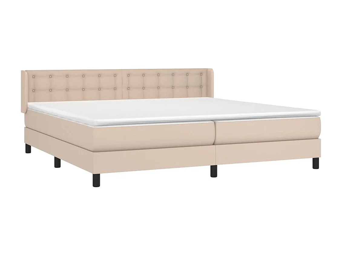 Cama box spring con colchón cuero sintético capuchino 200x200cm