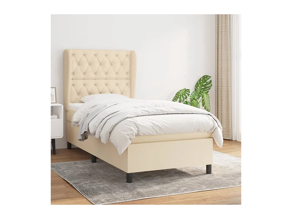 Boxspring met matras stof crèmekleurig 80x200 cm