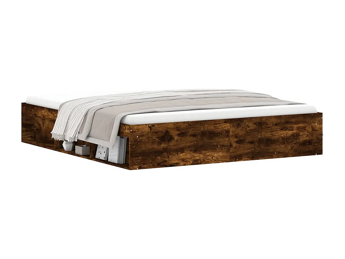 Estrutura de cama super king size 180x200 cm carvalho fumado