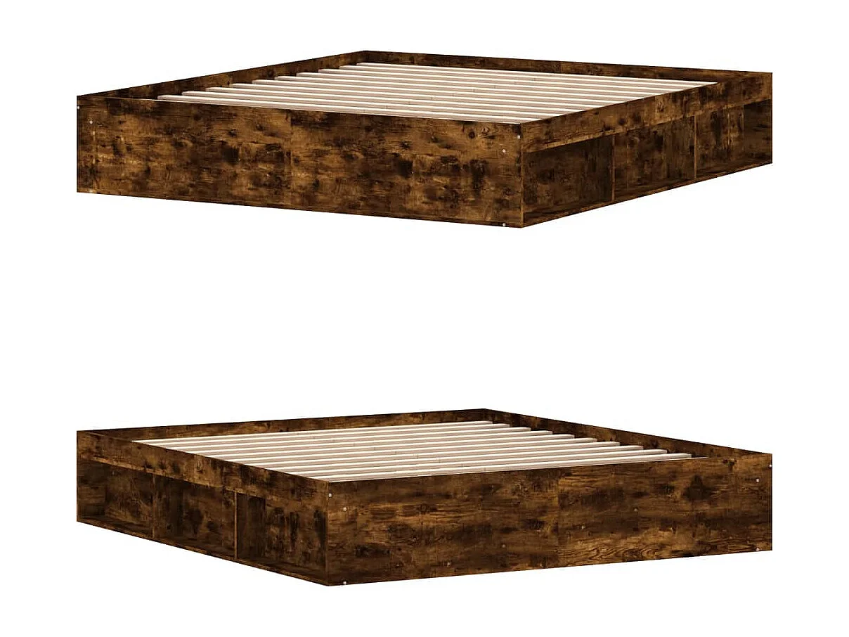 Estrutura de cama super king size 180x200 cm carvalho fumado