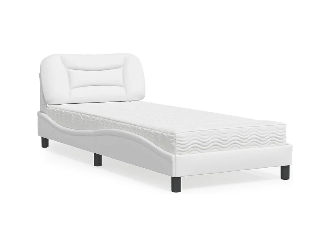 Bed met matras "Hvar" kunstleer wit 80x200 cm