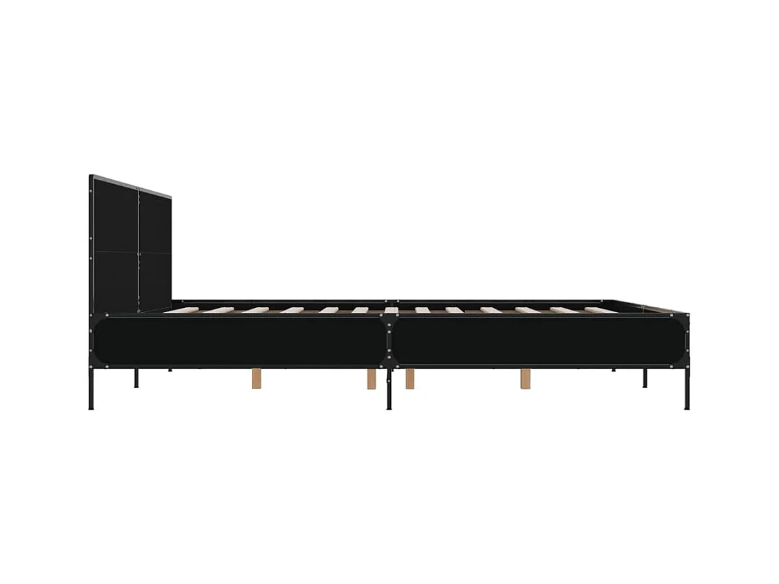Cadre de lit noir 200x200 cm bois d'ingénierie et métal