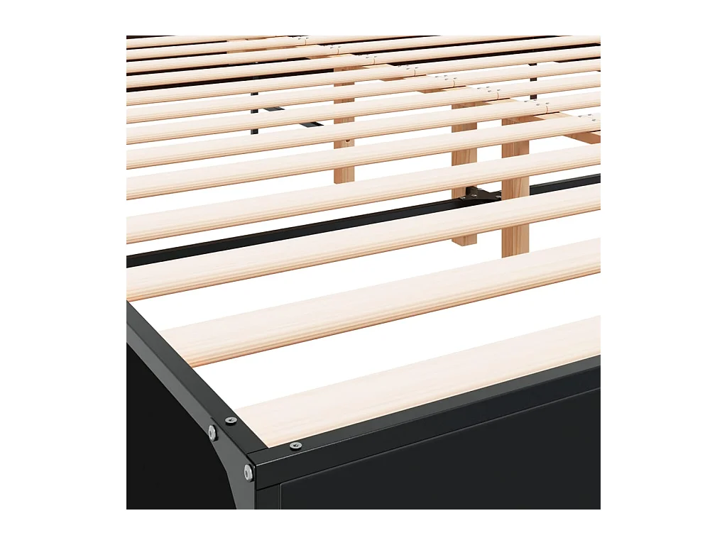 Estructura de cama madera de ingeniería y metal negro 200x200cm